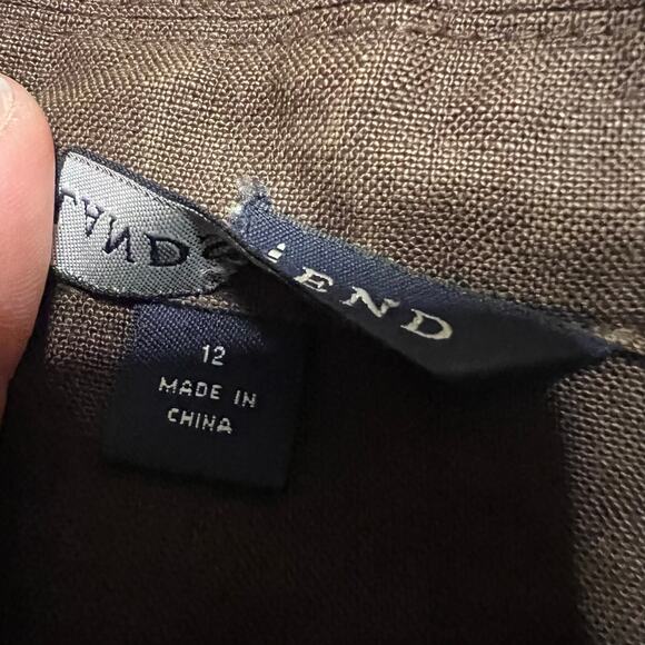 Lands End Blazer Women 12 Brown 4 Button Linen Lagenlook Jacket - Picture 5 of 10